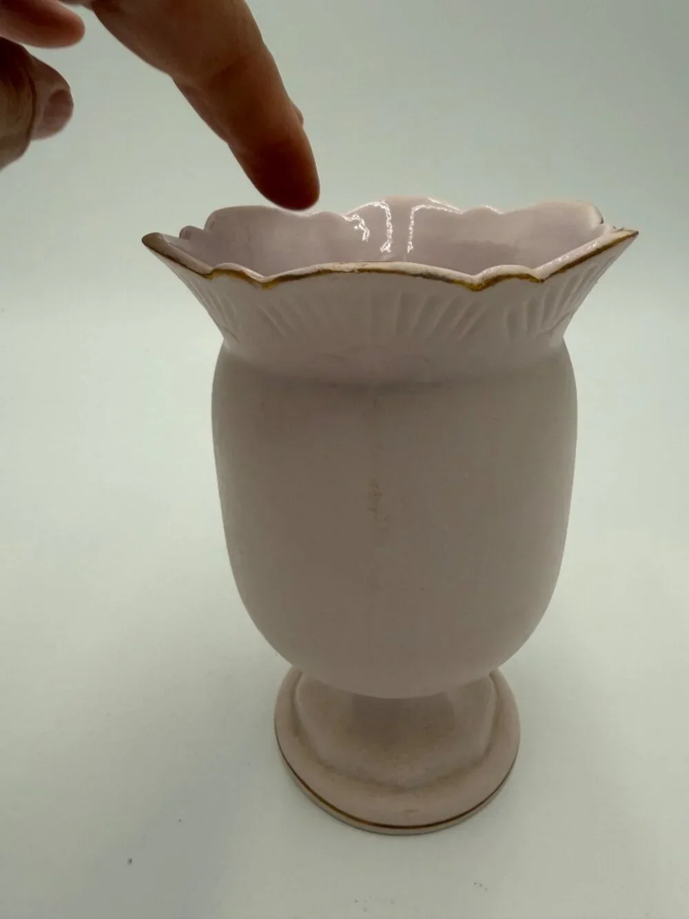 Vintage Lefton Pink Ceramic Vase Hand-Painted Floral Design 6